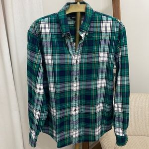 Men’s Lands End 100% cotton plaid button shirt